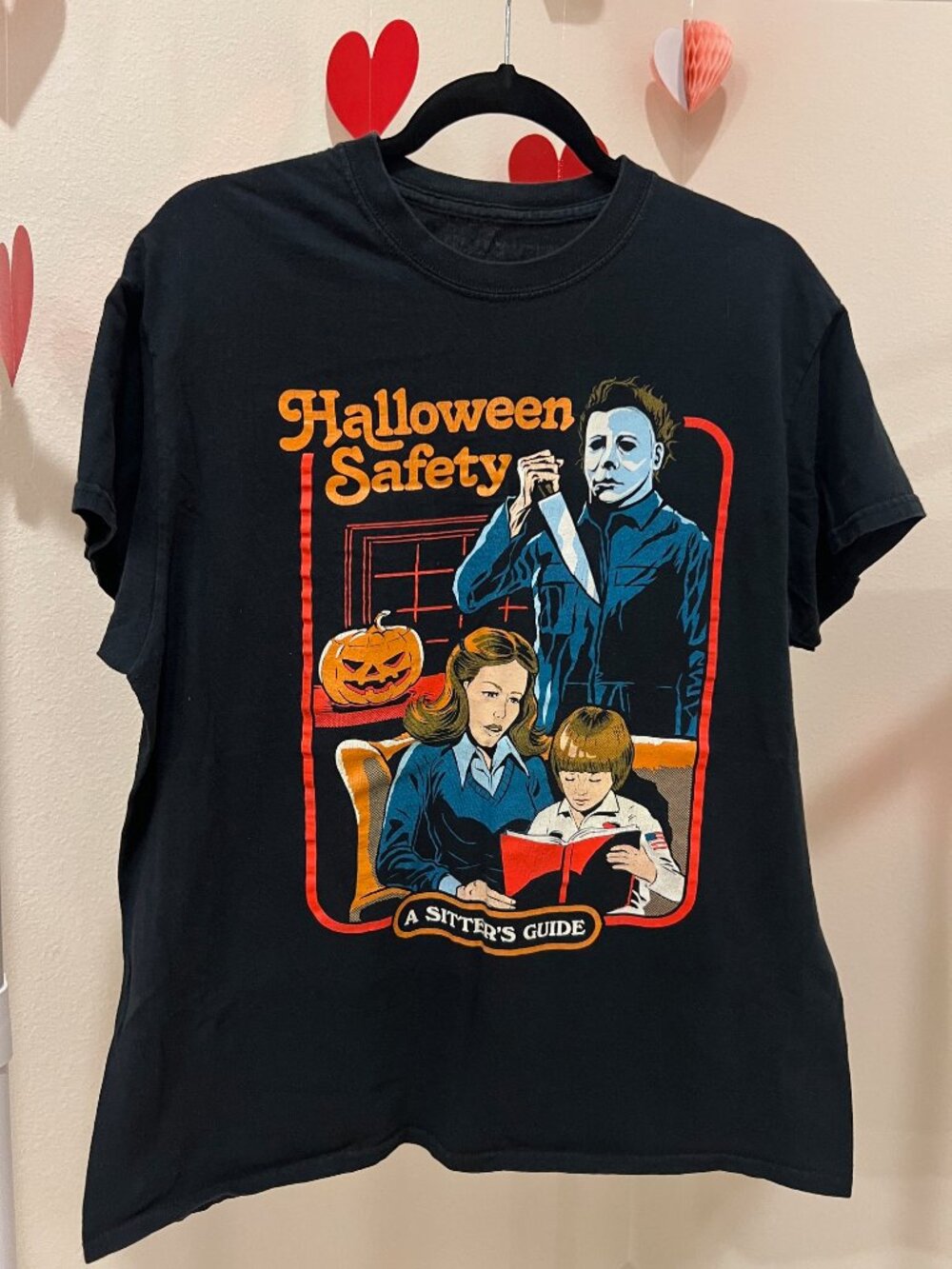 Halloween Safety Michael Myers Graphic T Shirt Horror Tee Size L
